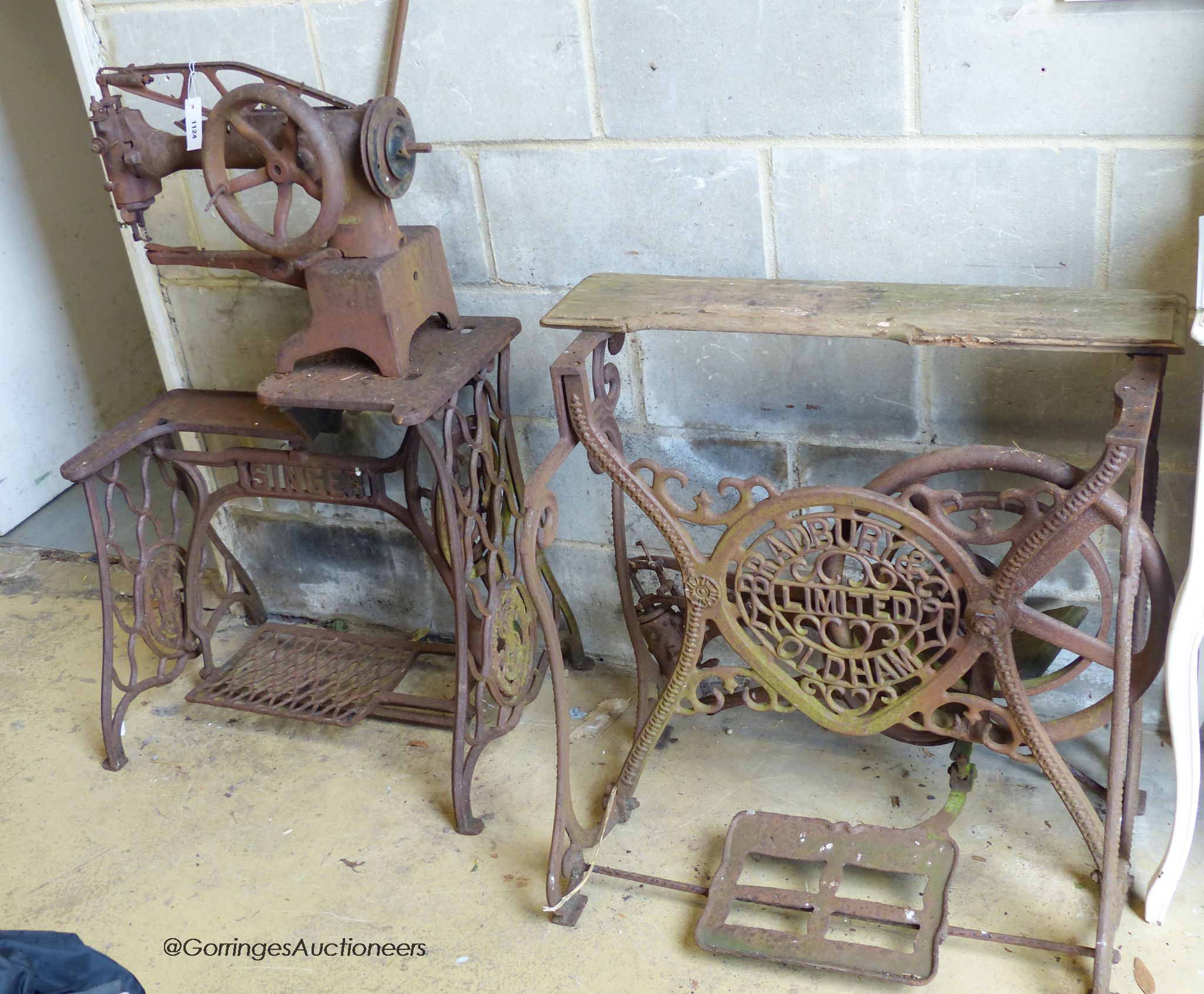 Bradbury & Co. Industrial shoe repairer and a Singer industrial sewing machine.